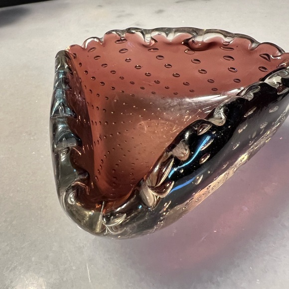 Art Deco Vintage Blown Glass Strawberry Amethyst Vanity Tray Centerpiece Decor - Picture 7 of 14